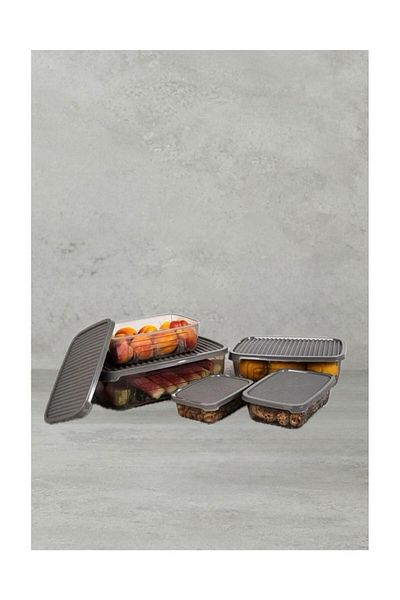 DOWRY STİL Eco 5 Li Rectangular Food Food Storage Container Set Black