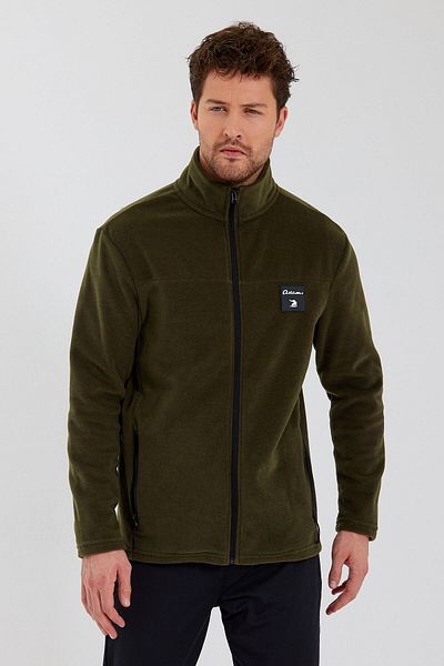 Adams Classics Ανδρικό Χακί Standard Fit Καθημερινό Άνετο Αθλητικό Φούτερ με φερμουάρ Fleece
