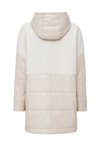Derimod Beige Teddy Leather Coat Atlanta Women's Hooded Coat