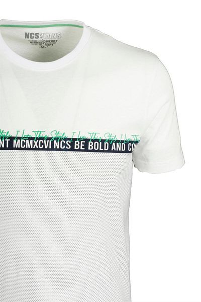 NCS Men's T-Shirt Crew Neck White 100% Cotton Slim Fit Printed T-Shirt Jeans 1932