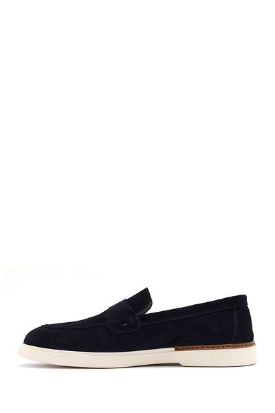 Derimod Men's Navy Blue Suede Genuine Leather Casual Penny Loafer Shoes Casual Daily Shoes 25Sfd750210