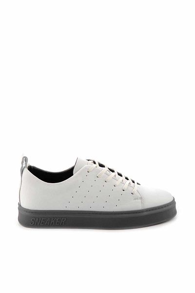 Bambi White Genuine Leather Men's Sneakers E01811338103