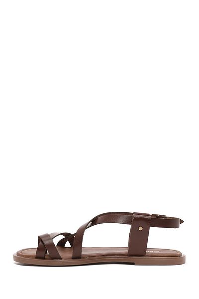 Derimod Women's Brown Flip Flops Genuine Leather Bodrum Sandals 25Sfd333818