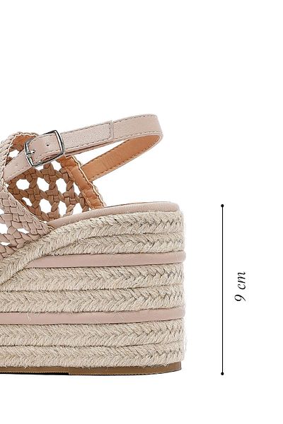 Derimod Women's Cream Knitted Ankle Buckle Wedge Heeled Espadrille Sandals 25Sfe451729