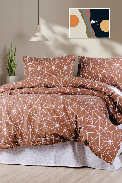 aytunç طقم غطاء لحاف فردي من القطن 100% من مافيرا بني مقاس 160x220 سم