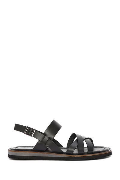 Derimod Women's Black Ankle Buckle Genuine Leather Sandals 25Sfd361818
