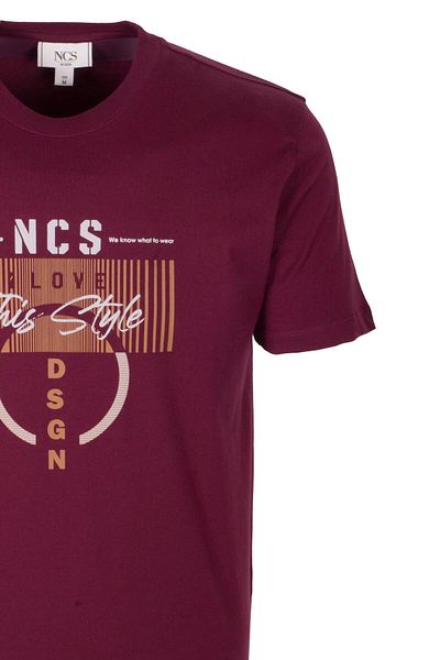 NCS Men's T-Shirt Crew Neck Slim Fit Claret Red 100% Cotton Printed T-Shirt Jeans 1300