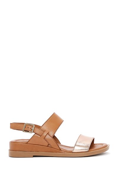 Derimod Women's Tan Ankle Buckle Genuine Leather Sandals 25Sfd362714