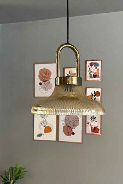 Bamyum Stark Cam Bal Rengi Tekli Avize Eskitme Kilit Kafa Başlık Retro Sarkıt Lamba Salon Aydınlatma