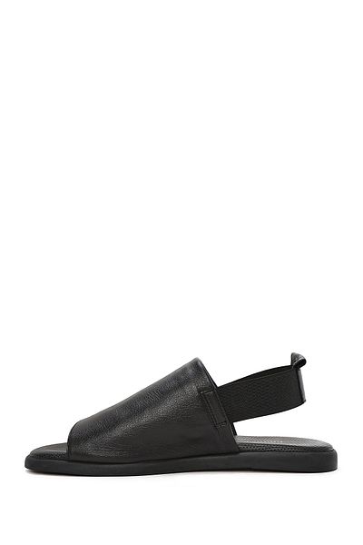 Derimod Women's Black Genuine Leather Sandals with Elastic Back 25Sfd351318