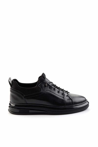Bambi Black Leather Men's Casual Shoes E01401081243