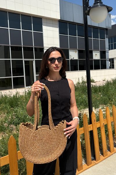 MaVaux Swan Model Εσωτερική επένδυση Straw Look Beach and Casual, κομψή και κομψή τσάντα ώμου