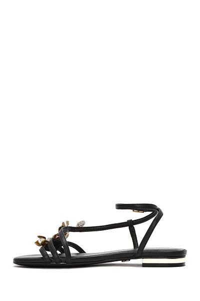 Derimod Women's Black Ankle Buckle Stone Sandals 25Sfd442118