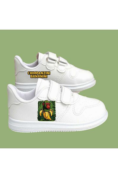 LİASSHOES pantofi sport pentru copii cu bandă albă cu imprimeu bananini
