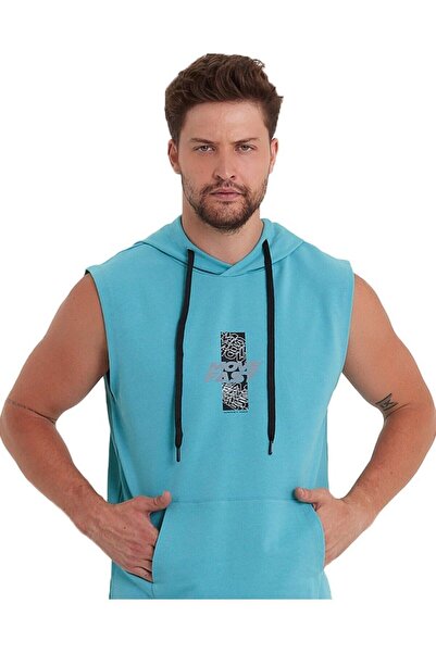 Adams Мъжки суичър без ръкави тип кенгуру с качулка и джоб