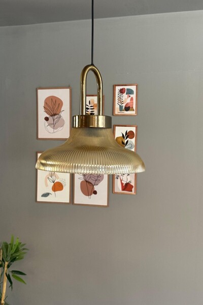 Bamyum Stark Cam Bal Rengi Tekli Avize Eskitme Kilit Kafa Başlık Retro Sarkıt Lamba Salon Aydınlatma