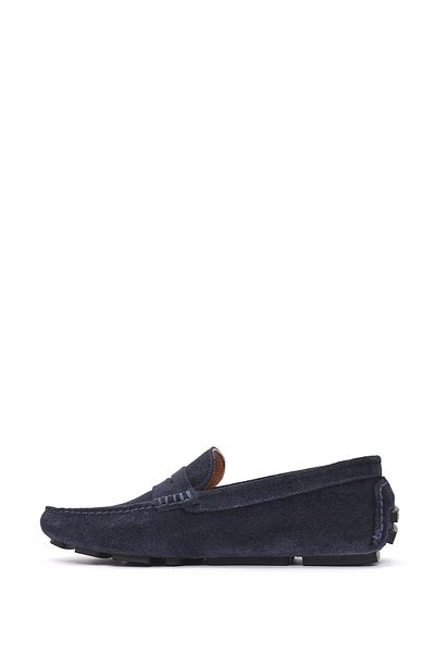 Derimod Men's Navy Blue Suede Leather Genuine Leather Penny Loafer Shoes Casual Daily Shoes 25Sfd711010