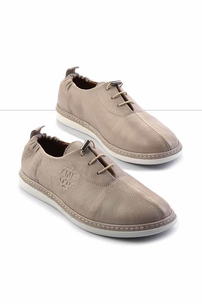 Bambi Gray Leather Men's Casual Shoes E01304005143