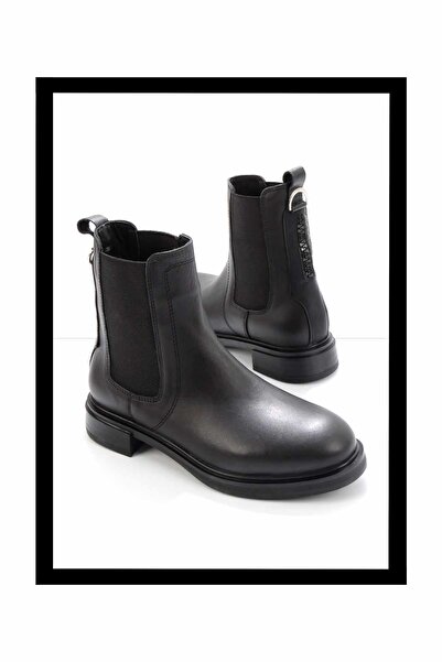 Bambi Siyah Napa Hakiki Deri Kadın Bot & Bootie K02379013143