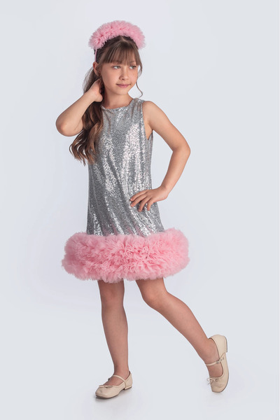 vestitino Φόρεμα με παγιέτες για κορίτσια με τούτου φούστα