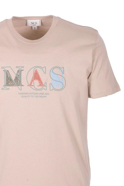 NCS Men's T-Shirt Crew Neck Beige Slim Fit Printed T-Shirt Jeans 1298