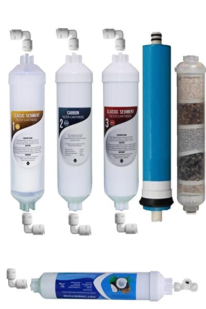 AquaTurkuaz Kapalı Kasa Su Arıtma Cihazı Uyumlu 6'lı Inline Su Filtresi 9 Aşa...