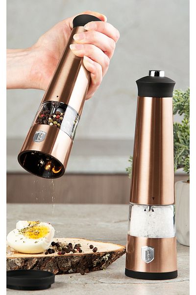Berlinger Haus Set of 2 electric pepper and salt grinders, Rosegold Metallic Line