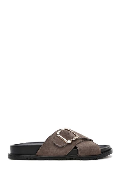 Derimod Women's Mink Buckle Suede Leather Slippers 25Sfd350710