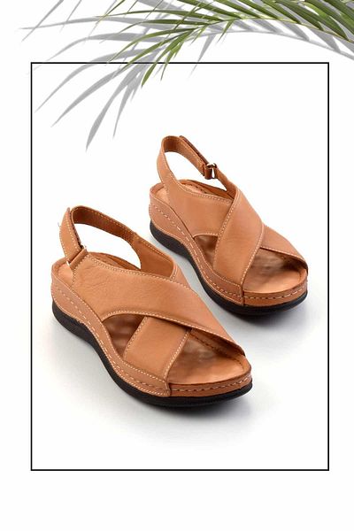 Bambi Tan Leather Γυναικεία Σανδάλια K05465048003