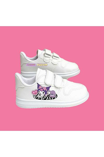 LİASSHOES Bookshop Kuromici Printed White Banded Children's Sports Shoes Sneakers