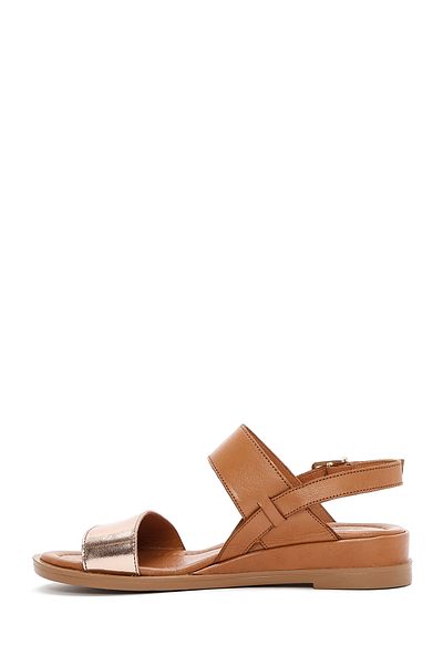 Derimod Women's Tan Ankle Buckle Genuine Leather Sandals 25Sfd362714