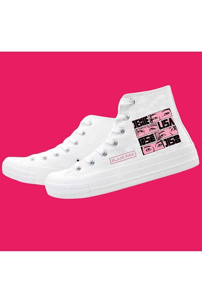 LİASSHOES Jisoo Jennie Rose Lisa pantofi cu imprimeu pentru fete - negru/roz