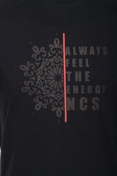 NCS Men's T-Shirt Crew Neck Navy Blue 100% Cotton Slim Fit Patterned T-Shirt Jeans 1203