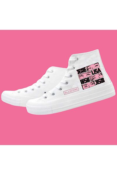 LİASSHOES Jisoo Jennie Rose Lisa pantofi cu imprimeu pentru fete - negru/roz
