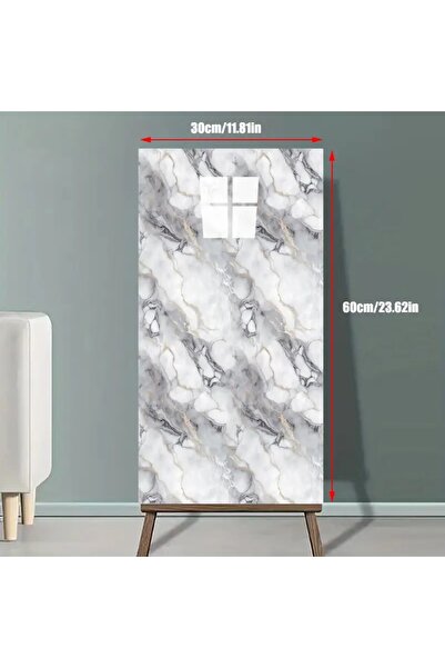 Bien Home 30x60 Cm Gri Mermer Desenli Kendinden Yapışkanlı Seramik Köpük Banyo WC Kaplama PVC Duvar Paneli