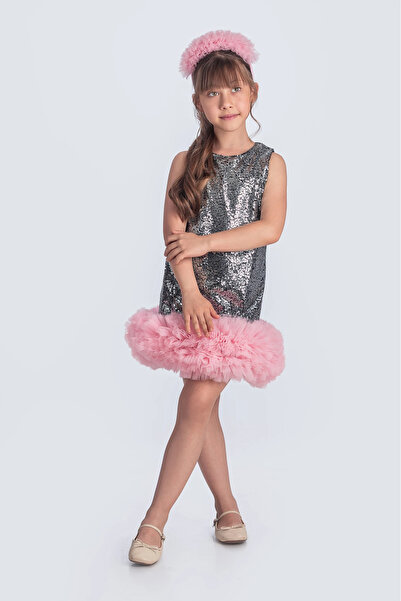 vestitino Girl's Sequin Tutu Dress with Sequin Hem