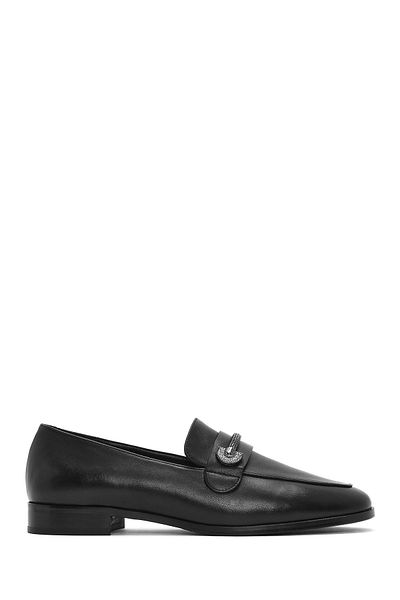 Derimod Women's Black Buckle Genuine Leather Masculine Loafer Shoes Casual Daily Shoes 25Sfd182218