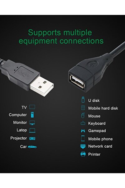 Derwell 3 Metre 3mt Yüksek Hız Usb Uzatma Kablosu Uzatıcı Ara Kablosu Dişi Erkek Gerçek Usb 2.0 Kablo