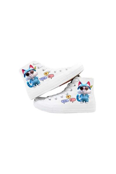 LİASSHOES Pantofi sport pentru pisici de in albastru - pantofi copii cu ochelari