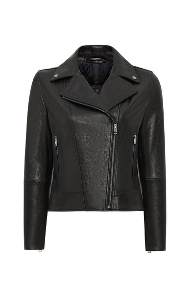 Derimod Alba Women's Black Biker Leather Jacket 24Wgd5282Jb