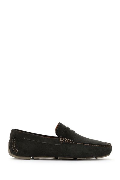 Derimod Bărbați din piele de căprioară kaki din piele naturală pantofi penny loafer pantofi casual zilnic 25sfd630310