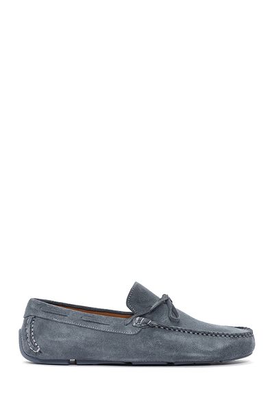Derimod Men's Navy Blue Suede Leather Genuine Leather Penny Loafer Shoes Casual Daily Shoes 25Sfd630410