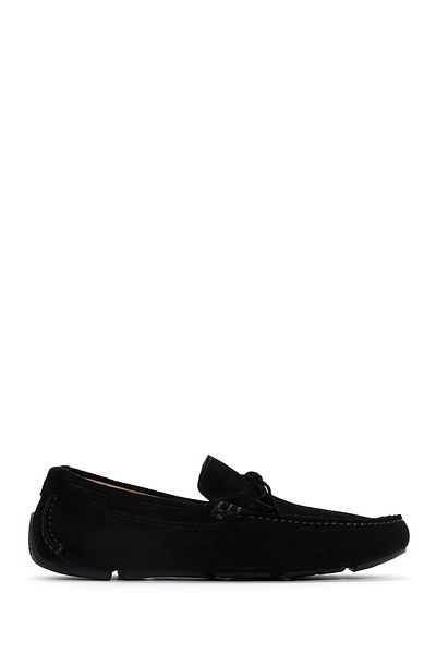 Derimod Pantofi pentru bărbați din piele de căprioară neagră din piele naturală Penny Loafer Pantofi casual zilnic 25sfd630410