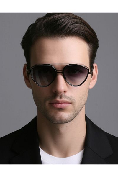 Mazzy Geometric Black Sunglasses - Unisex Design