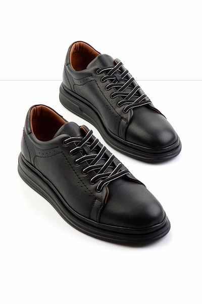 Bambi Μαύρα Δερμάτινα Ανδρικά Παπούτσια Casual E01442056040