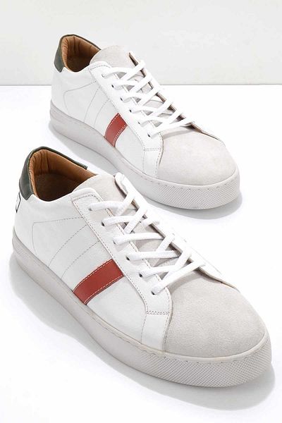 Bambi Λευκό Πράσινο Δερμάτινο Ανδρικό Sneaker E01585200703