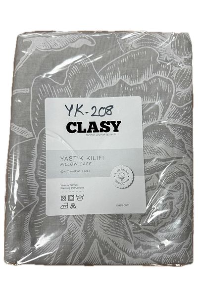 Clasy Ranforce 2 Pieces Grey Floral Pillowcases