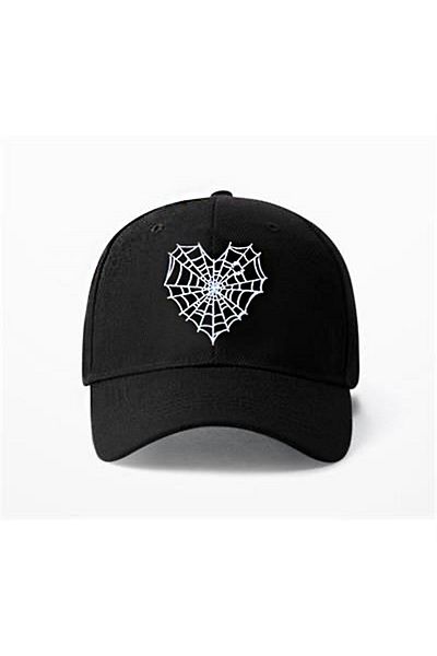 Köstebek Black Spider Web Heart Hat