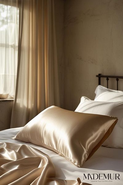 MA'DEMUR Silk Cover 100% Pure Silk Cover 50X70 cm Champagne Color