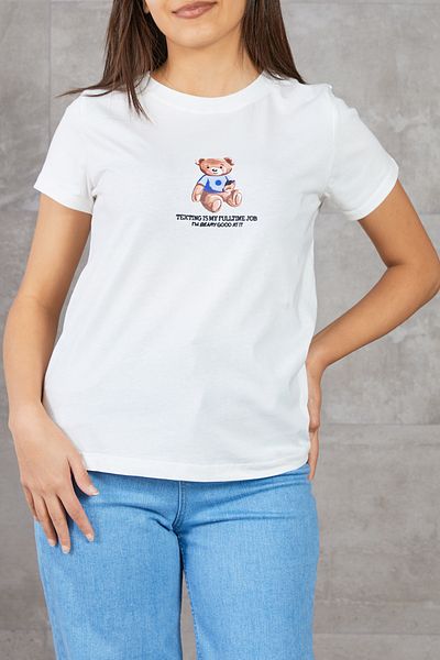 DPARİS Women's Teddy Bear Printed T-Shirt